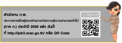 ประกาศผลสอบความรู้ความสามารถทั่วไป (ภาค ก) 2559