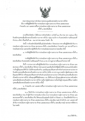 ประกาศรายชื่อผู้มีสิทธิเข้ารับการประเมินความรู้ ความสามารถ ทักษะ และสมรรถนะ ครั้งที่ 1 (สอบข้อเขียน)